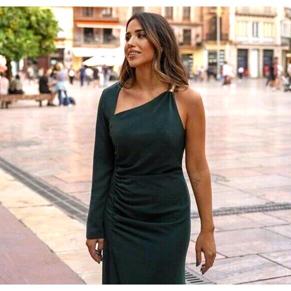 ZARA Ruched Midi Dress NWT - Picture 5 of 16